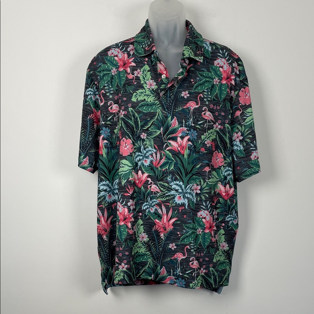 Chaps Everyday Performance Polo Resort Beach Floral Print Men's 2XL T Shirt - Picture 2 of 9